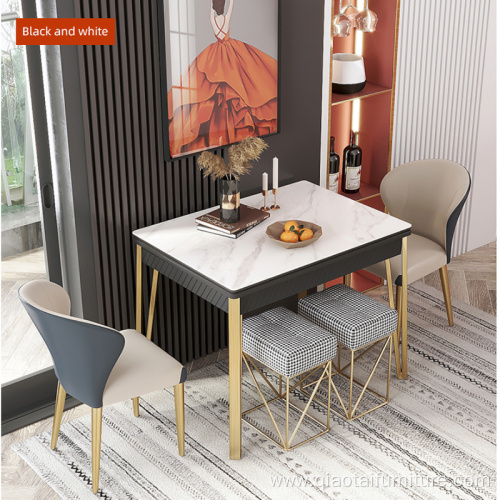 Modern Wrought iron Folding slab dining table